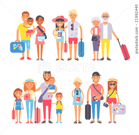 Traveling family group people on vacation together Traveling family group people on vacation together 21992440