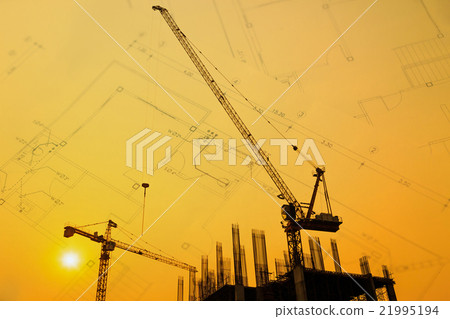 Construction site crane with drawing BG 21995194