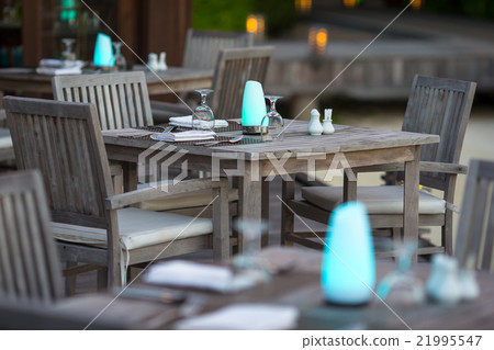 Summer empty open air cafe at exotic island 21995547