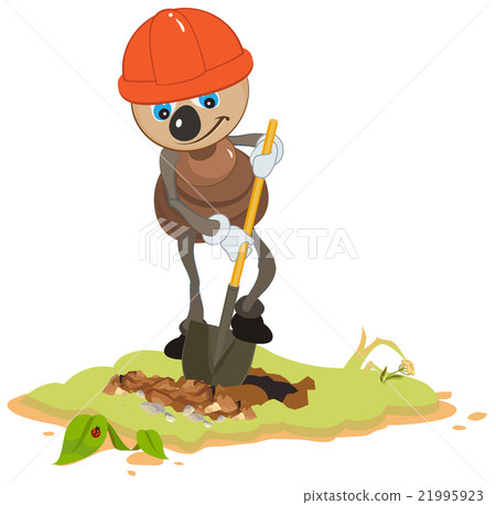 Ant Worker digging shovel pit 21995923