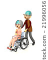 An old lady who has her husband push a wheelchair 21996056