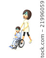 A boy whose mother pushes a wheelchair 21996059