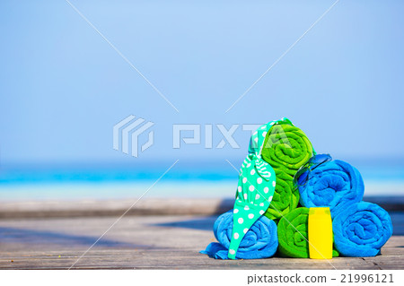 Beach and summer vacation accessories concept - Beach and summer vacation accessories concept - 21996121