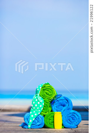 Beach and summer vacation accessories concept - Beach and summer vacation accessories concept - 21996122