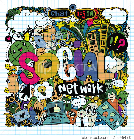 Socialization Lettering Social hand lettering and doodles elements - Stock Illustration ...