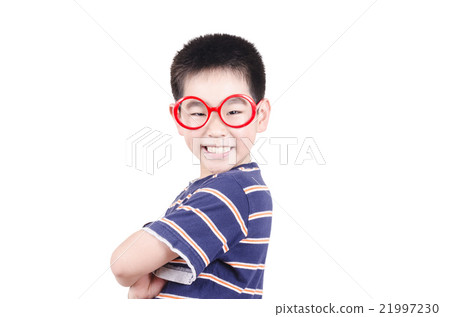 Clever kid with arms around his chest 21997230