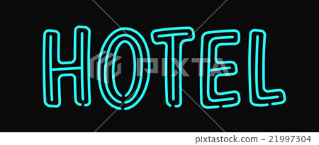 Hotel neon sign illuminated advertising with night 21997304