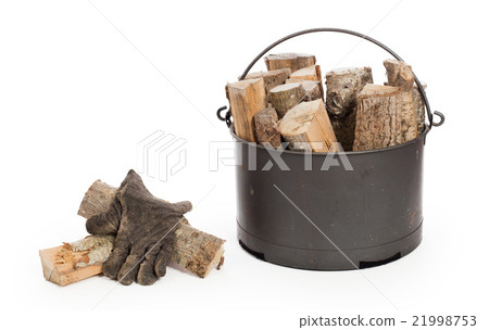 Metal basket of firewood Metal basket of firewood 21998753