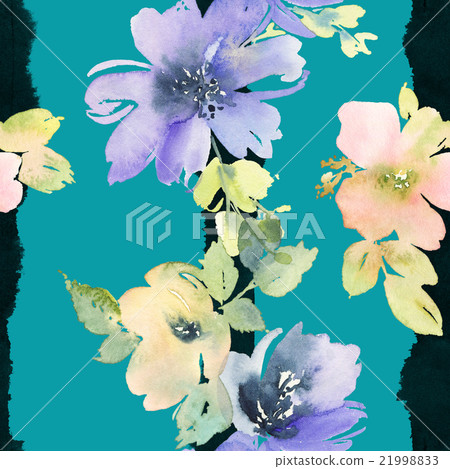 Seamless pattern with flowers watercolor - Stock Illustration [21998833 ...