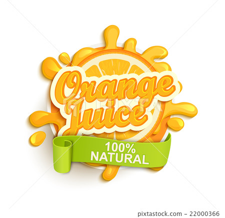 Orange juice natural label splash. Orange juice natural label splash. 22000366