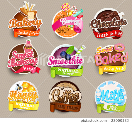 Set stickers of food. Set stickers of food. 22000383