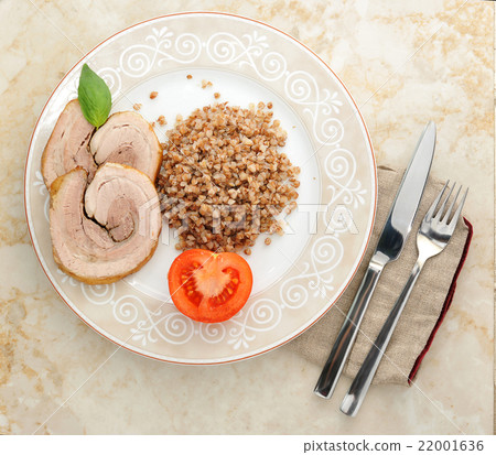 meatloaf, cut into slices with buckwheat meatloaf, cut into slices with buckwheat 22001636