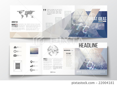 Set of tri-fold brochures, square design templates Set of tri-fold brochures, square design templates 22004181