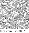 Contour seamless background with leafs 22005218