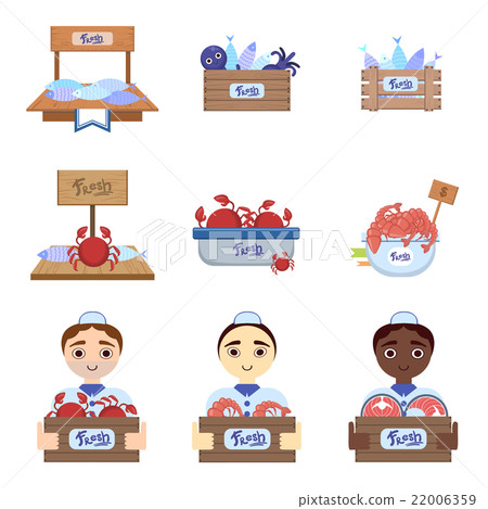 Fish Market Set With Male Vendors 22006359