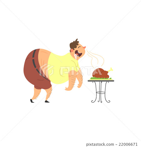 Fat Guy Drooling Over Chicken 22006671