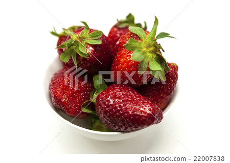 Fresh strawberries on a plate on white background 22007838