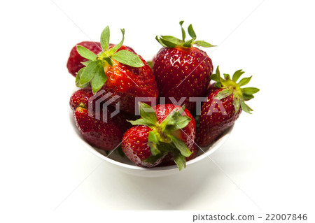 Fresh strawberries on a plate on white background 22007846