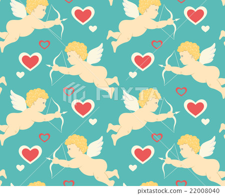 Seamless Festive Love Pattern with Cupid and Seamless Festive Love Pattern with Cupid and 22008040