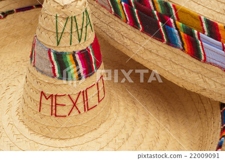 Traditional mexican sombrero straw hat close up Traditional mexican sombrero straw hat close up 22009091