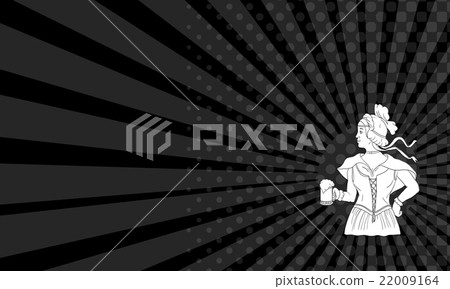 Business card German Barmaid Serving Beer Drawing 22009164