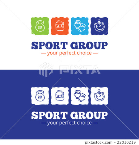 Vector trendy sport equipment shop logo in doodl Vector trendy sport equipment shop logo in doodl 22010219