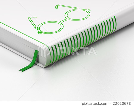 Learning concept: closed book, Glasses on white 22010678