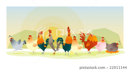 Animal background with chickens 1 22011144