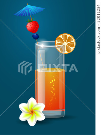 Fresh orange juice with plumeria flowers Fresh orange juice with plumeria flowers 22011284