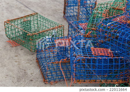 Traps for shellfish octopus on dock.  22011664
