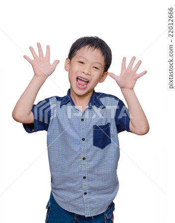 Young Asian boy smiling over white background 22012666