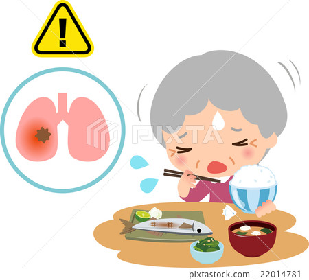 Image of senior women and pneumonia choking during meals 22014781