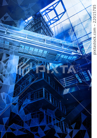 Contemporary building and mesh network abstract image Contemporary building and mesh network abstract image 22015785