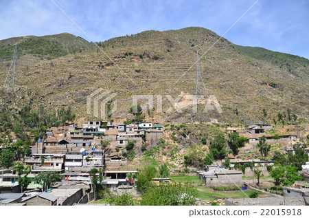Pakistan Karakoram Mountains and townscape along the highway Pakistan Karakoram Mountains and townscape along the highway 22015918