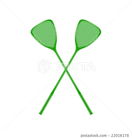 Two crossed fly swatters in green design  22016178