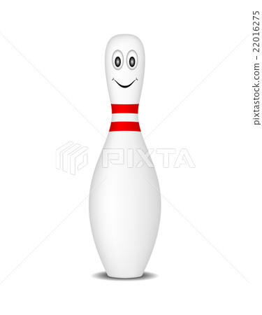 Bowling pin with smiling face on white background 22016275