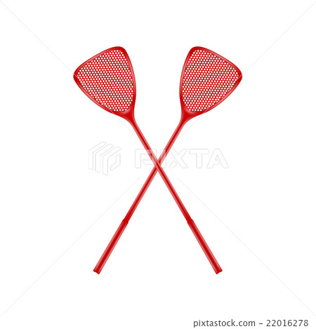 Two crossed fly swatters in red design  22016278