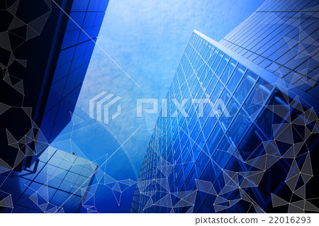 Contemporary building and mesh network abstract image Contemporary building and mesh network abstract image 22016293