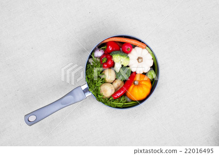vegetables in a top view of the dipper vegetables in a top view of the dipper 22016495