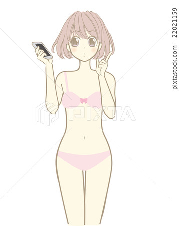 Illustration of a beautiful girl (Moe series animation manga touch) Underwear smartphone 22021159