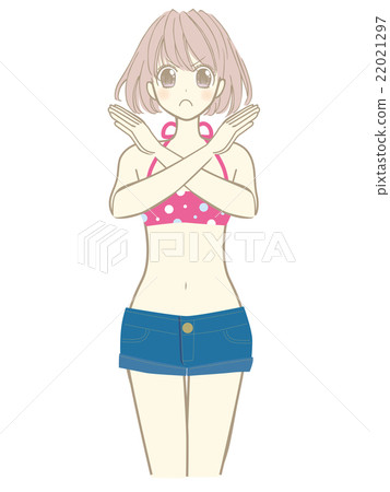 一個美麗的女孩（Moe系列動畫manga接觸）泳裝貴婦人Pos的例證 22021297