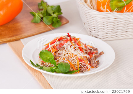 funchoza salad beef and peppers, corn 22021769