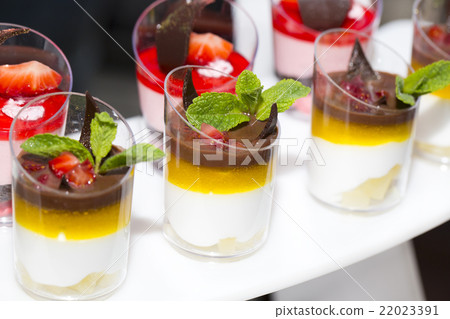 mini canapes in plastic cups decorated with edible mini canapes in plastic cups decorated with edible 22023391
