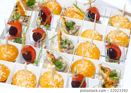 mini canapes in plastic cups decorated with edible mini canapes in plastic cups decorated with edible 22023392