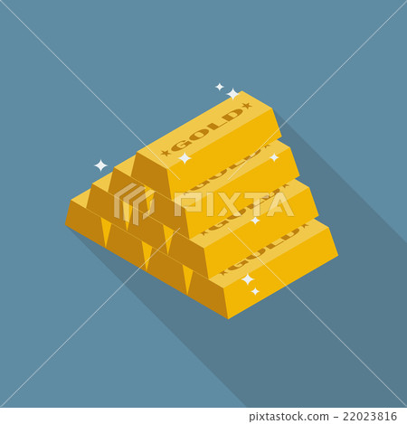 Gold ingots flat icon 22023816