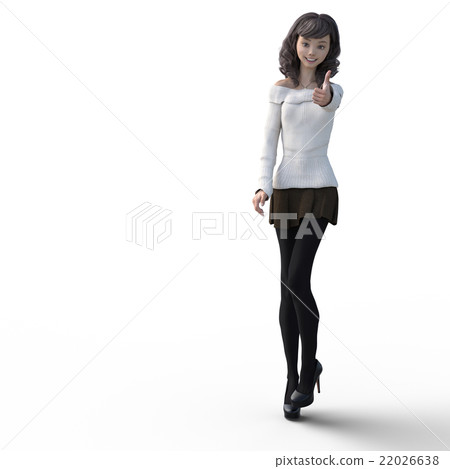 Young woman samsuing up perming3DCG illustrations material 22026638