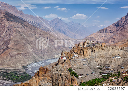 View of Spiti valley and Dhankar Gompa in 22028597