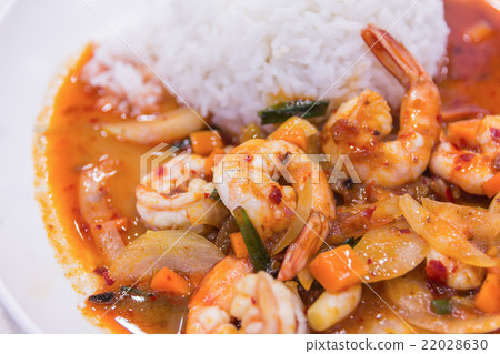 stir fried shrimp in thai red curry paste stir fried shrimp in thai red curry paste 22028630