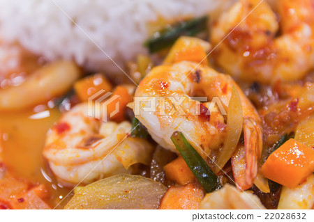 stir fried shrimp in thai red curry stir fried shrimp in thai red curry 22028632