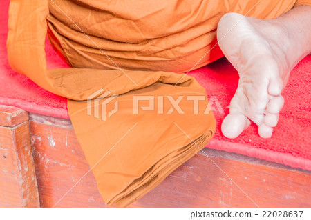 closeup on buddhist monk sole of the foot during closeup on buddhist monk sole of the foot during 22028637